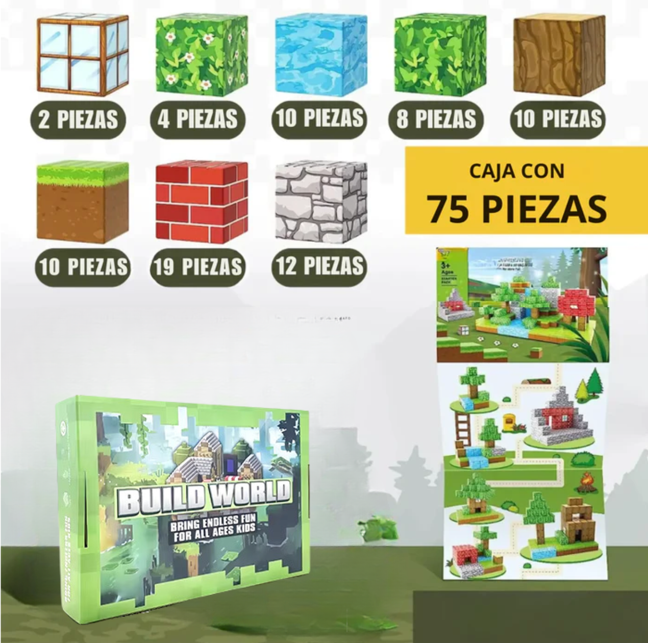 MagneticCrafters™ - Bloques Magneticos de Minecraft de 75 Piezas