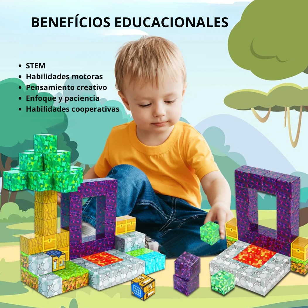 MagneticCrafters™ - Bloques Magneticos de Minecraft de 75 Piezas